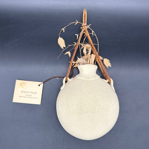 Vintage Wall Vase Jimmie Floyd Stoneware Pottery Leaf Clay Art 1978 Botanical - Picture 3 of 11